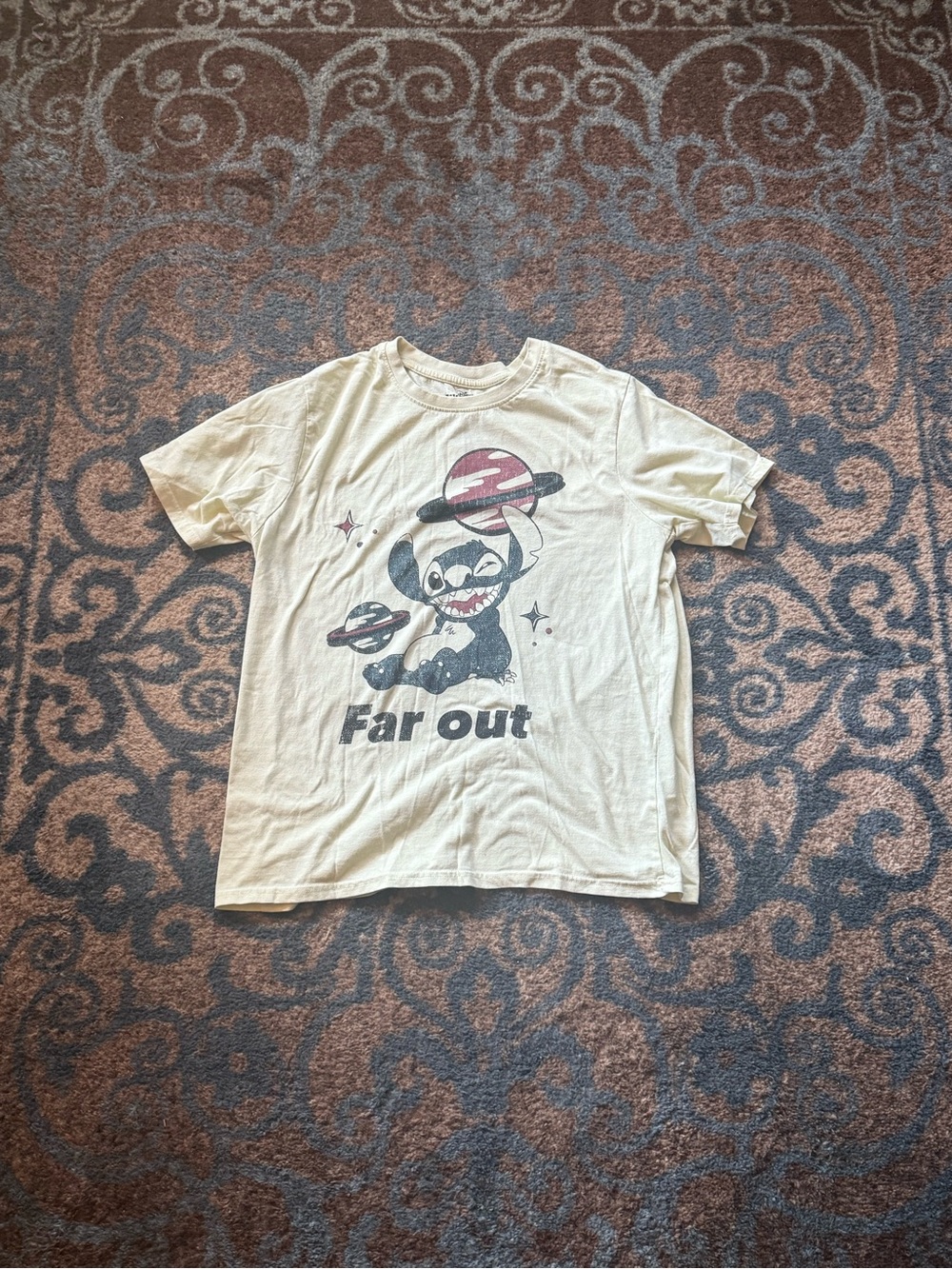 Old Navy Cream Graphic Tee with Black and Red Print